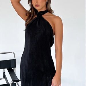 Elegant Black Halter Dress